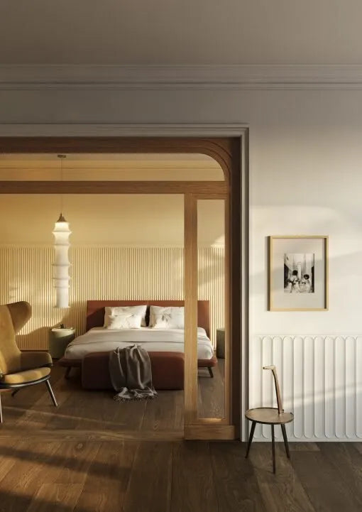 ARC S Arstyl® 3D Wall Panels in a sleek hallway with clean, curved panel design | DecorMania UK